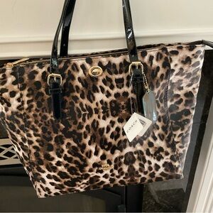Coach Brown and Black Leopard Print Tote